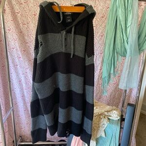 Charcoal and Black Striped Men's Sweater